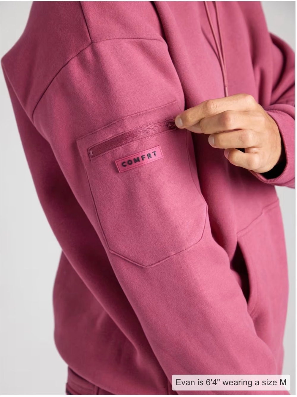 COMFRT ✈️Airplane Mode Travel Hoodie with Built-In Eye Mask Berry Pink - Picture 3 of 6